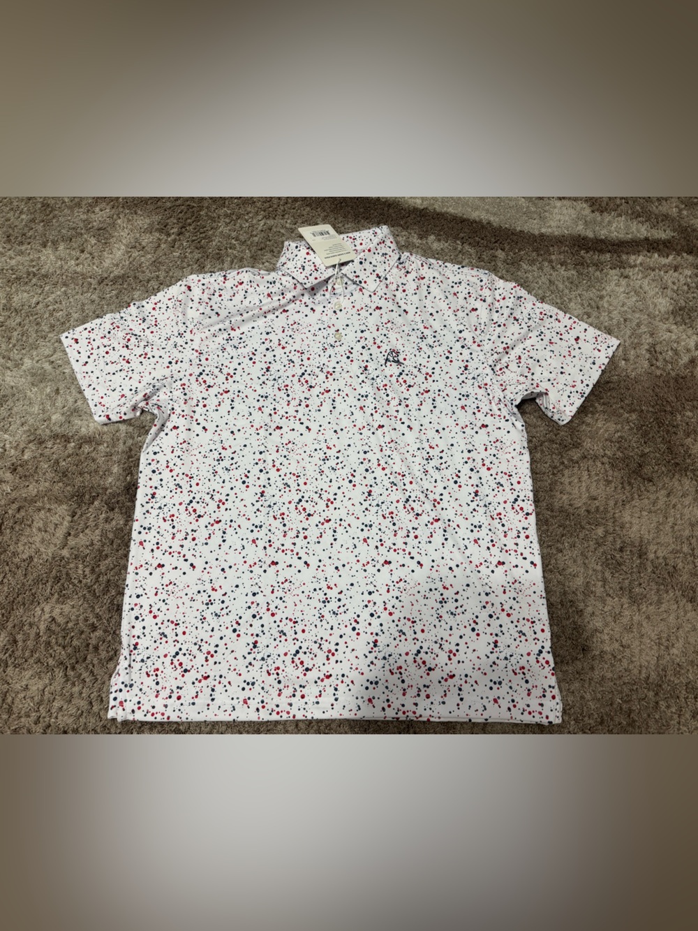 Rhoback men’s short sleeve polo white/classic red-USA - Picture 1 of 4
